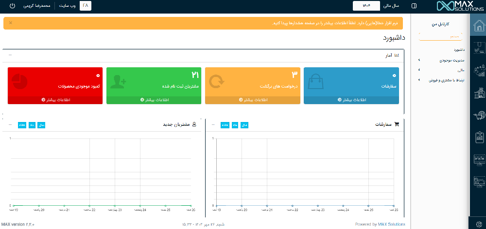 تصویری از پنل ادمین مکس